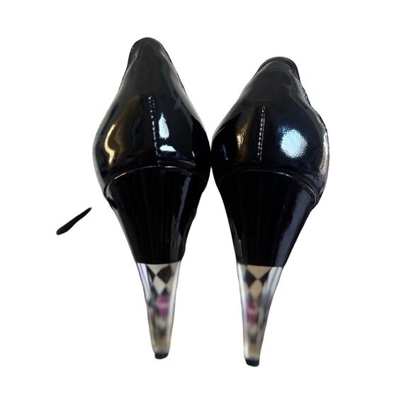 Y2K VTG. BETSEY JOHNSON CLEAR HEEL BLACK STRAPPY HEELS SIZE 8 - Picture 5 of 8